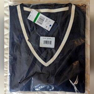 Nautica Mens Sweater Vest - Pullover - V-Neck - Sleeveless - NavTech - Blue